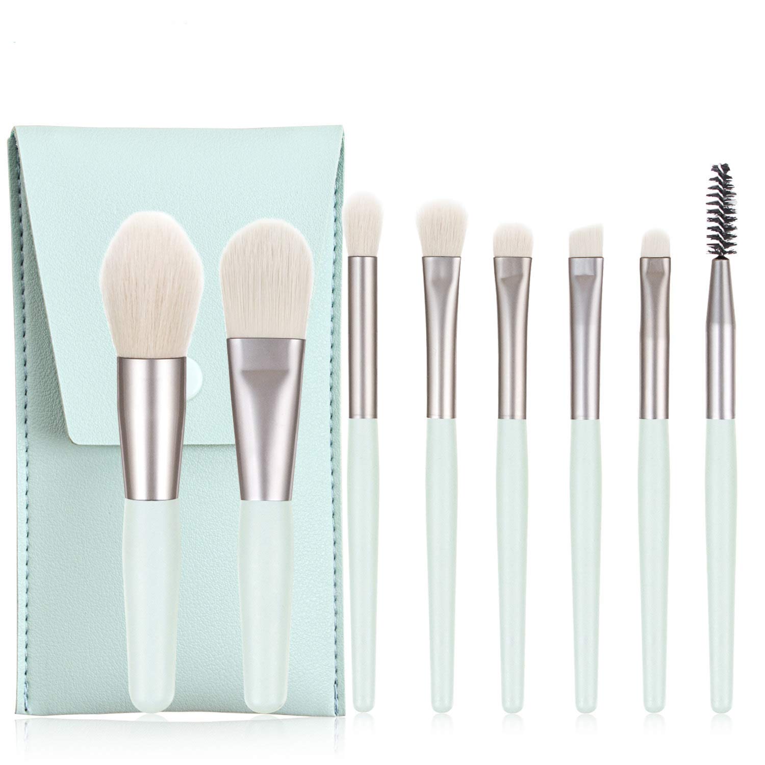 CLUBBEAUTY 8-Piece Professional Makeup Brush Set with Travel Bag - Synthetic Bristle Wooden Handle Foundation Blush Eyeshadow Brushes - Perfect for Home Use, Travel & Professional Makeup Application