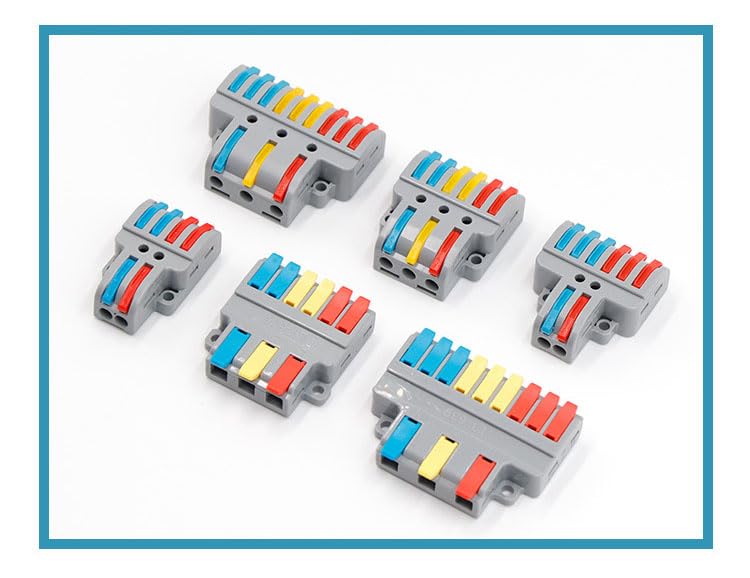 5PCS Compact Lever Wire Nut Connectors - 3 in 9 Out Quick Connect Terminals for 28-12 AWG Wires | Electrical Wiring, DIY Projects & Home Repairs