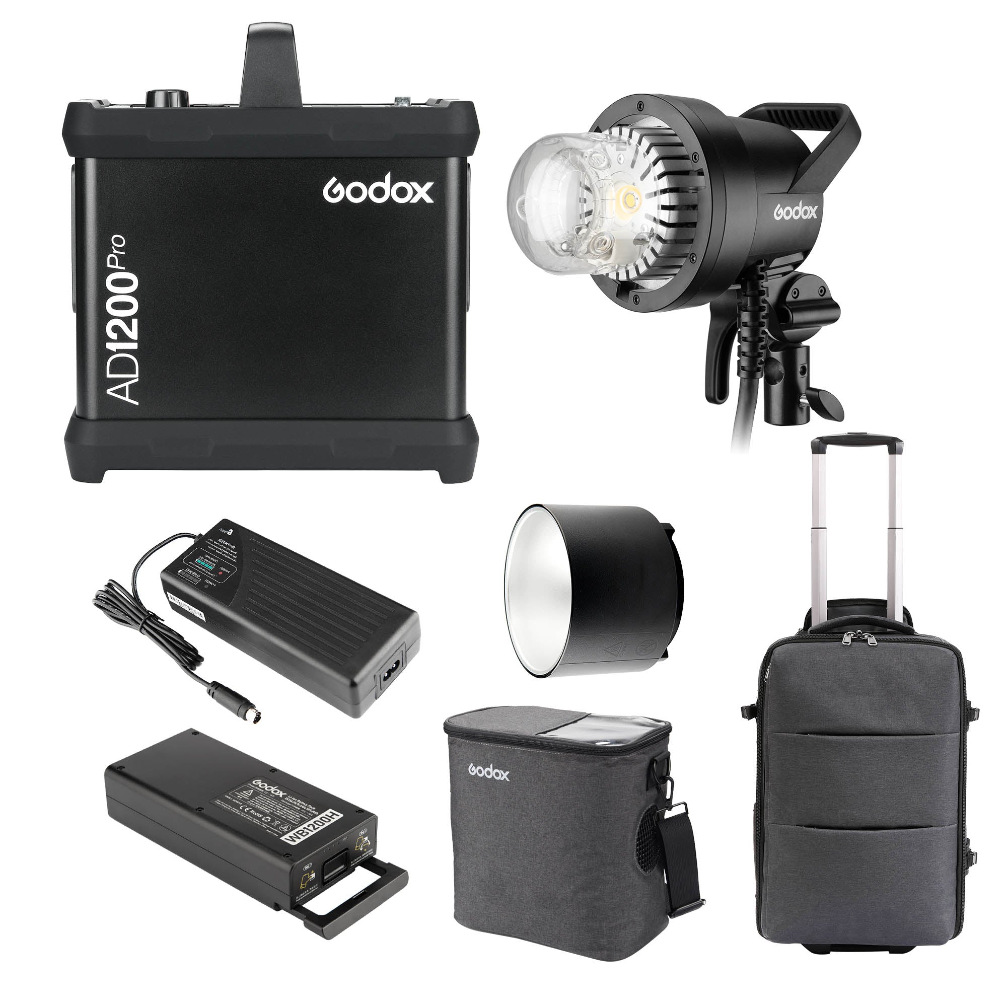 AD1200Pro 1200Ws Portable Battery Power Flash Head and Pack - Professional Photography Lighting Kit for Studio, Outdoor & On-Location Shoots