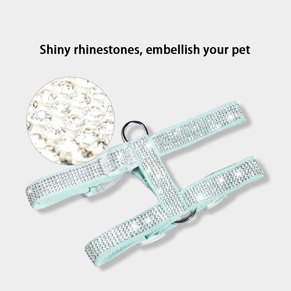 Adjustable No-Pull Pet Harness with Rhinestones - Light Green Cat & Small Dog Vest for Safe Walks | Perfect for Puppy Training & Outdoor Adventures