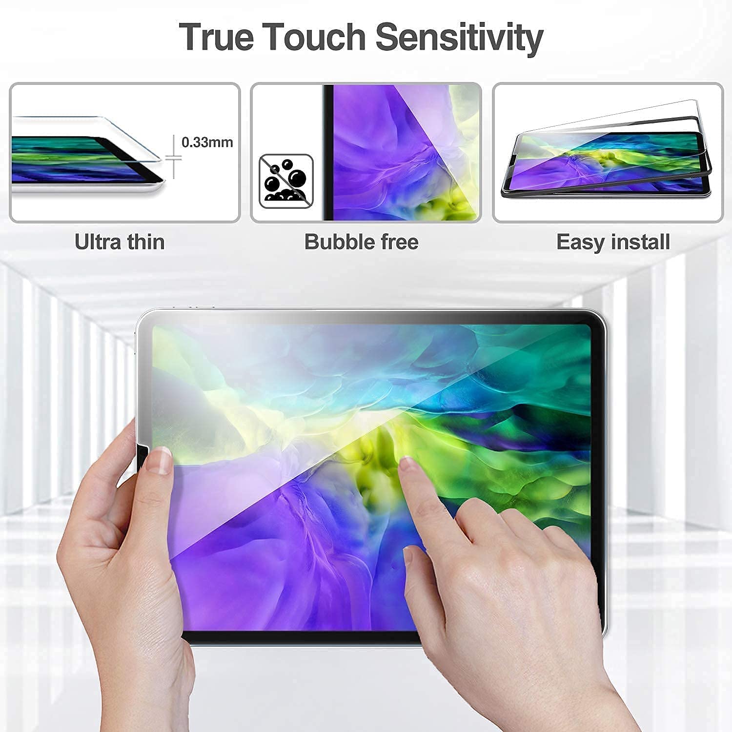 ProCase Navy iPad Pro 11 Slim Hard Shell Protective Case (2020 & 2018 Models) with Tempered Glass Screen Protector - Perfect for Work, Travel & Everyday Use