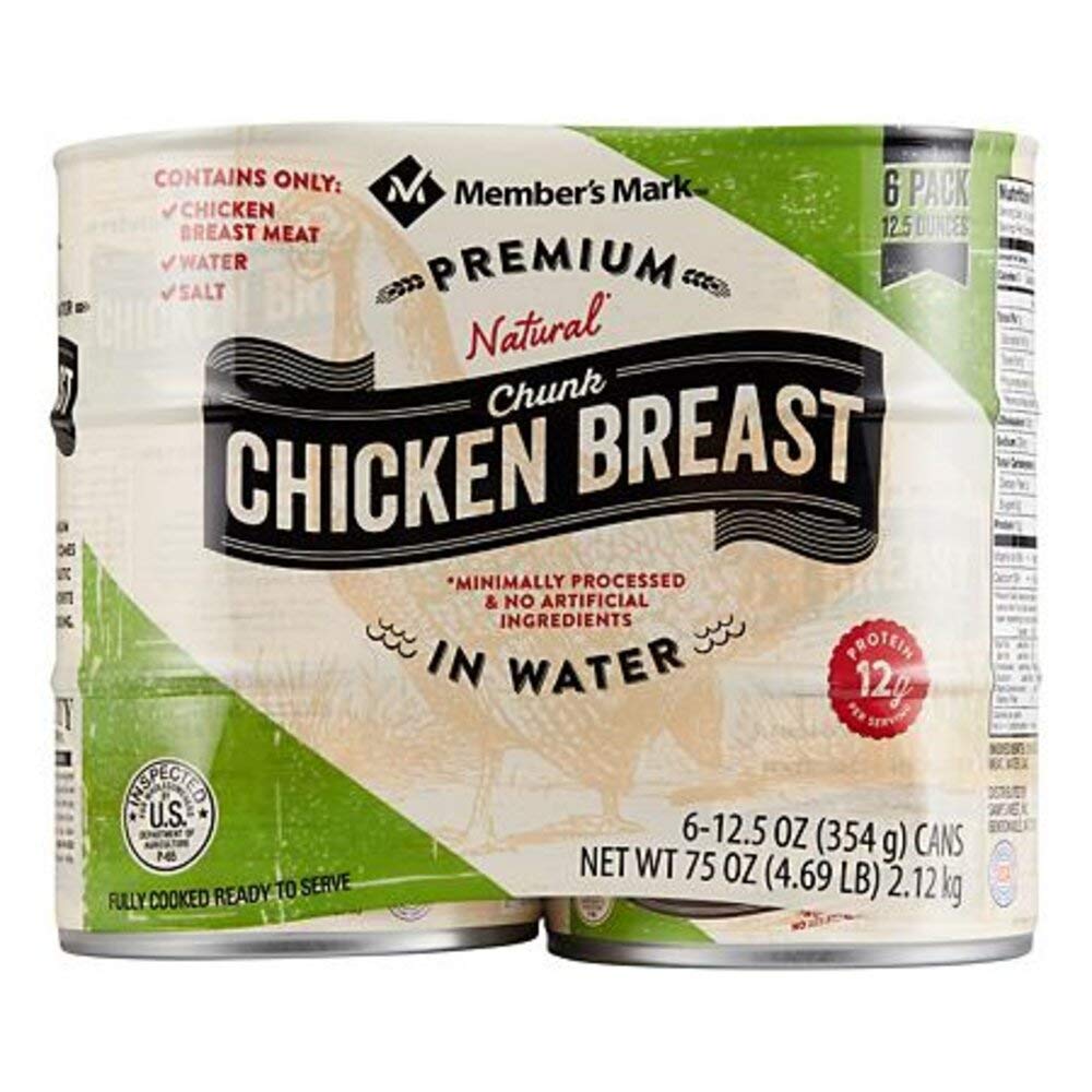Member's Mark Premium Chunk Chicken Breast - 12.5 Ounce (6 Count, Pack of 4) | High Protein Canned Chicken for Salads, Sandwiches, Meal Prep & Emergency Food Supply