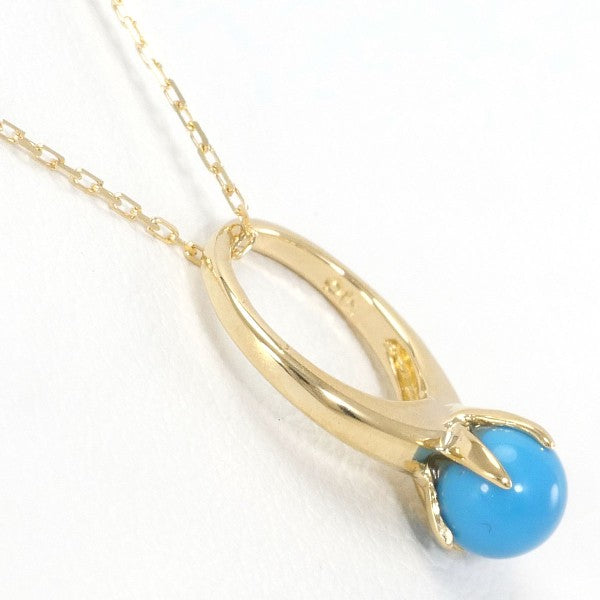 18K Yellow Gold Turquoise Necklace for Women | Handmade Genuine Turquoise Pendant | Elegant Jewelry Gift for Birthday, Anniversary & Special Occasions