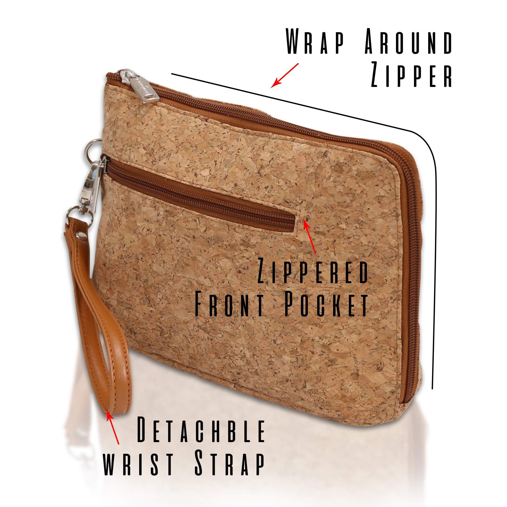 Primeware French 75 Daily Essentials Cosmetic Bag - Waterproof Cork Makeup Pouch for Travel, Gym & Organizer (Perfect for Toiletries, Jewelry & Small Accessories)