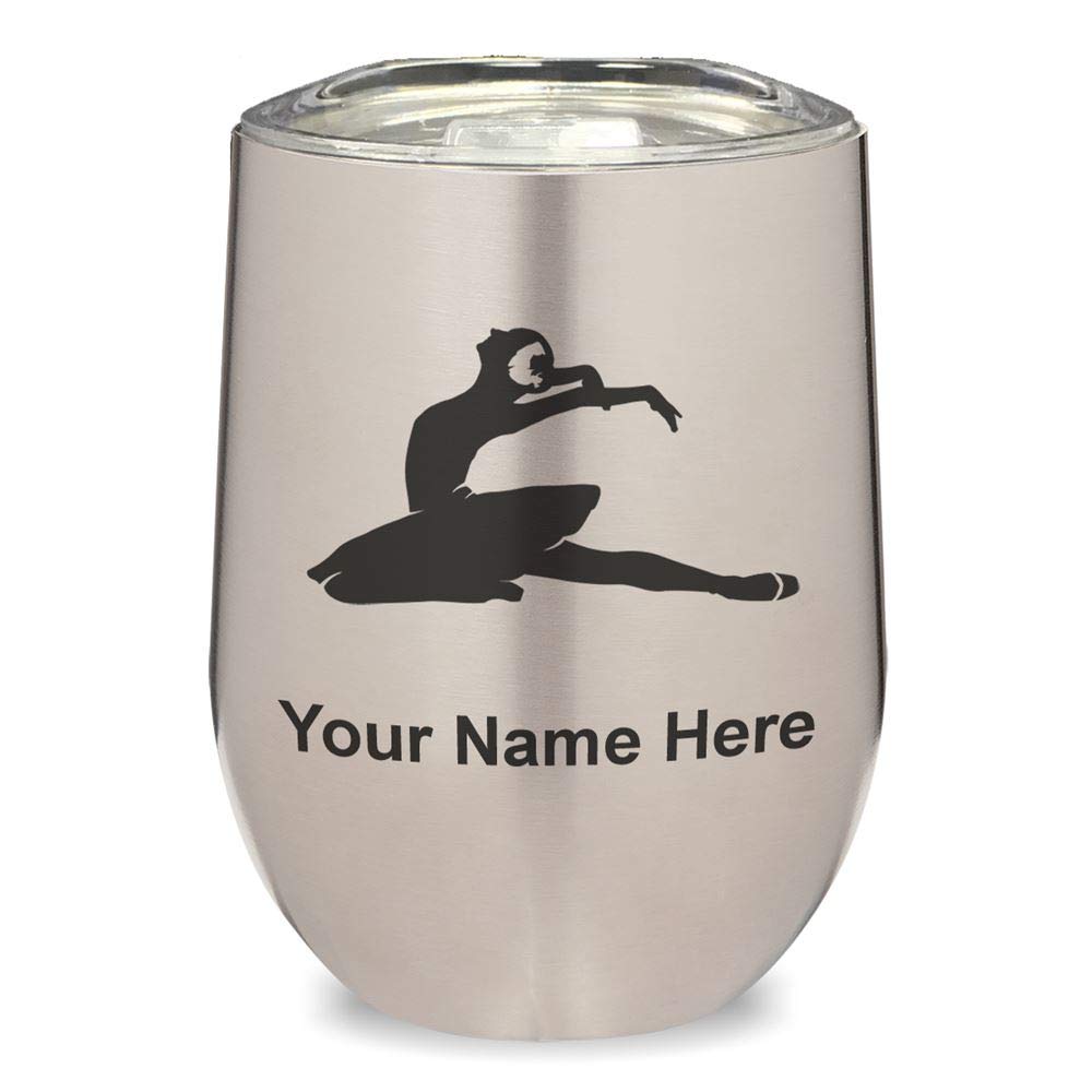 LaserGram Double Wall Insulated Stainless Steel Wine Tumbler with Personalized Engraving - 16oz Vacuum Sealed Cup for Hot/Cold Drinks - Perfect for Parties, Weddings, Gifts & Home Use (Dancer Design)