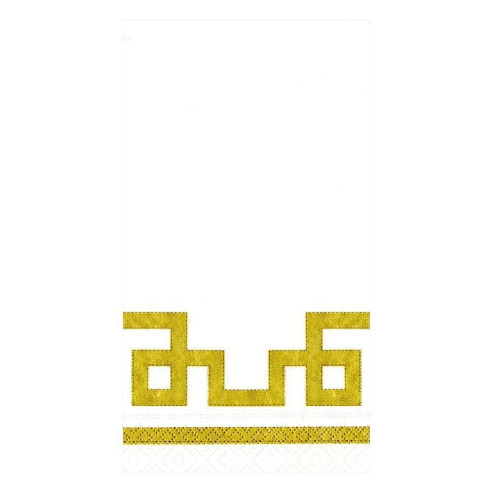 Premium Caspari Rive Gauche Gold & White Paper Guest Towels - 2 Packs (15 Count Each) for Elegant Dinner Parties, Wedding Receptions & Upscale Events