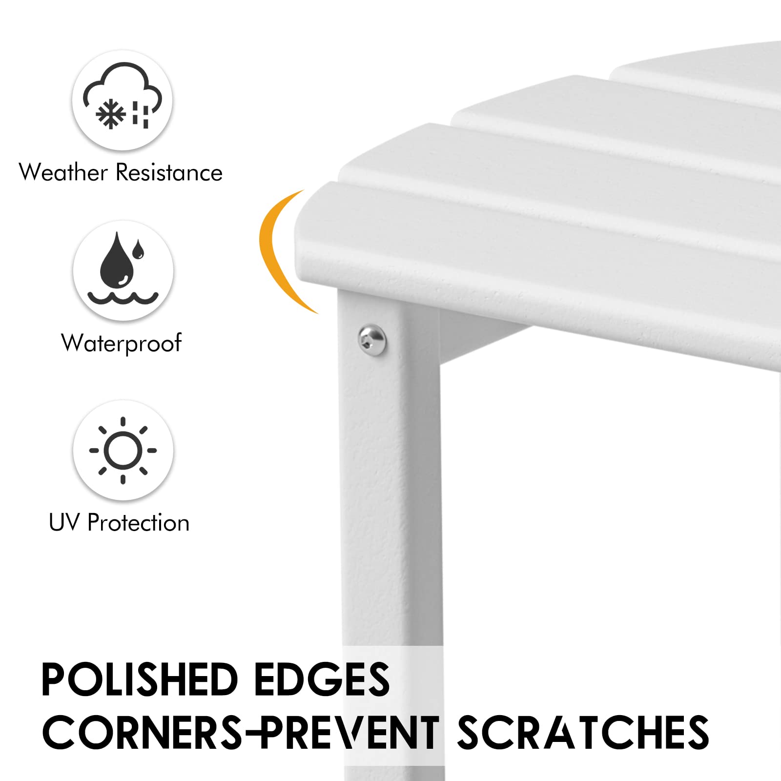 **DAILYLIFE Outdoor Side Table - White HDPE Plastic Adirondack Patio End Table for Lawn, Garden, Beach, Pool & Balcony - Small Outdoor Coffee Table (Single Layer) - Perfect for Picnics, Camping & Relaxing by the Pool**