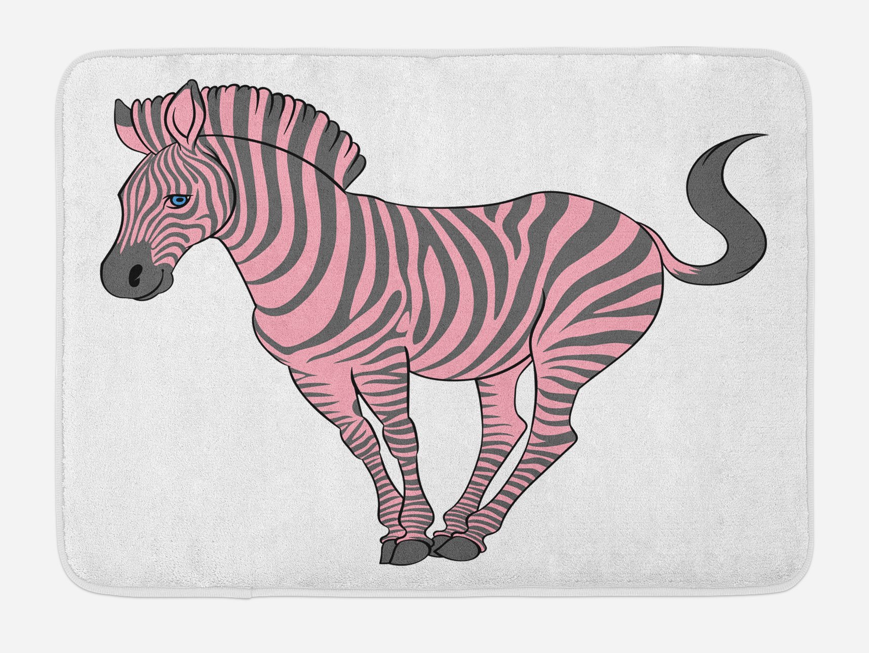Ambesonne Plush Pink Zebra Bath Mat with Non-Slip Backing, 30.2 x 20 Inches - Funny Zoo Wild Horse Design for Bathroom Decor, Soft & Absorbent - Perfect for Kids' Rooms, Guest Bathrooms, and Themed Home Decor