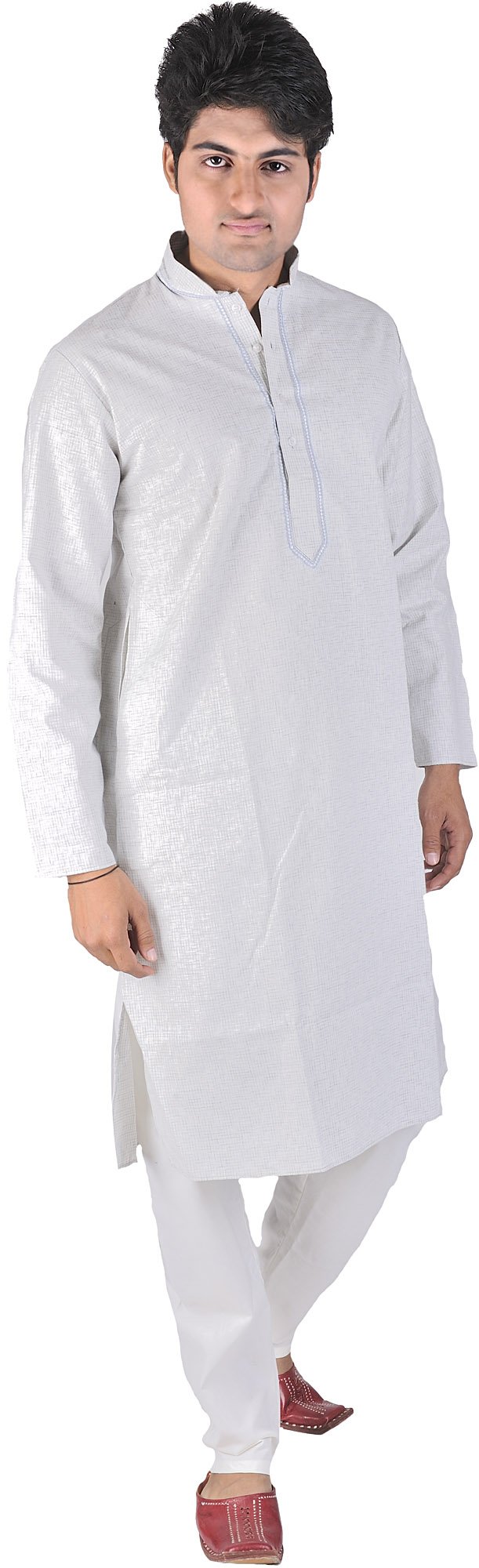 Elegant Smoke-Blue Kurta Pajama Set with Exquisite Embroidery - Perfect for Indian Weddings, Festivals & Cultural Events