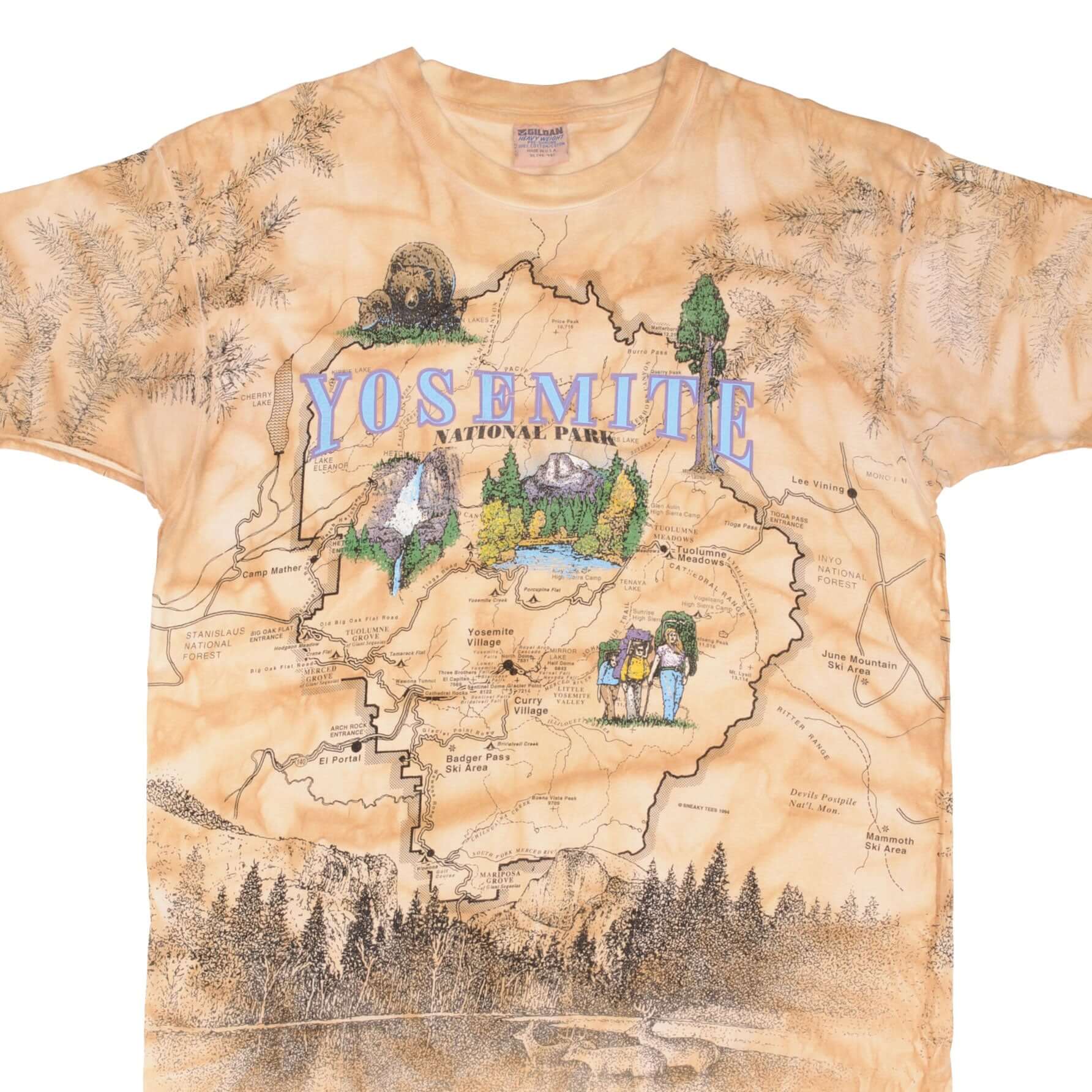 Vintage 1994 Yosemite National Park All Over Print T-Shirt XL - Made in USA - Perfect for Hiking, Camping & Outdoor Adventures