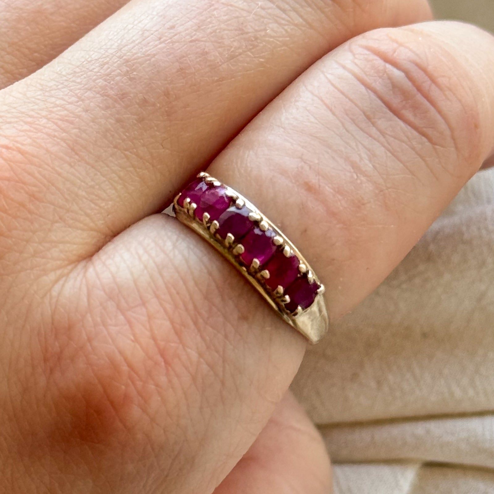 1.20ctw Oval Cut Ruby Ring in 14K Gold - Size 6.75 | Elegant Six Stone Engagement Ring for Women | Perfect for Valentine's Day, Anniversary & Proposal Gifts