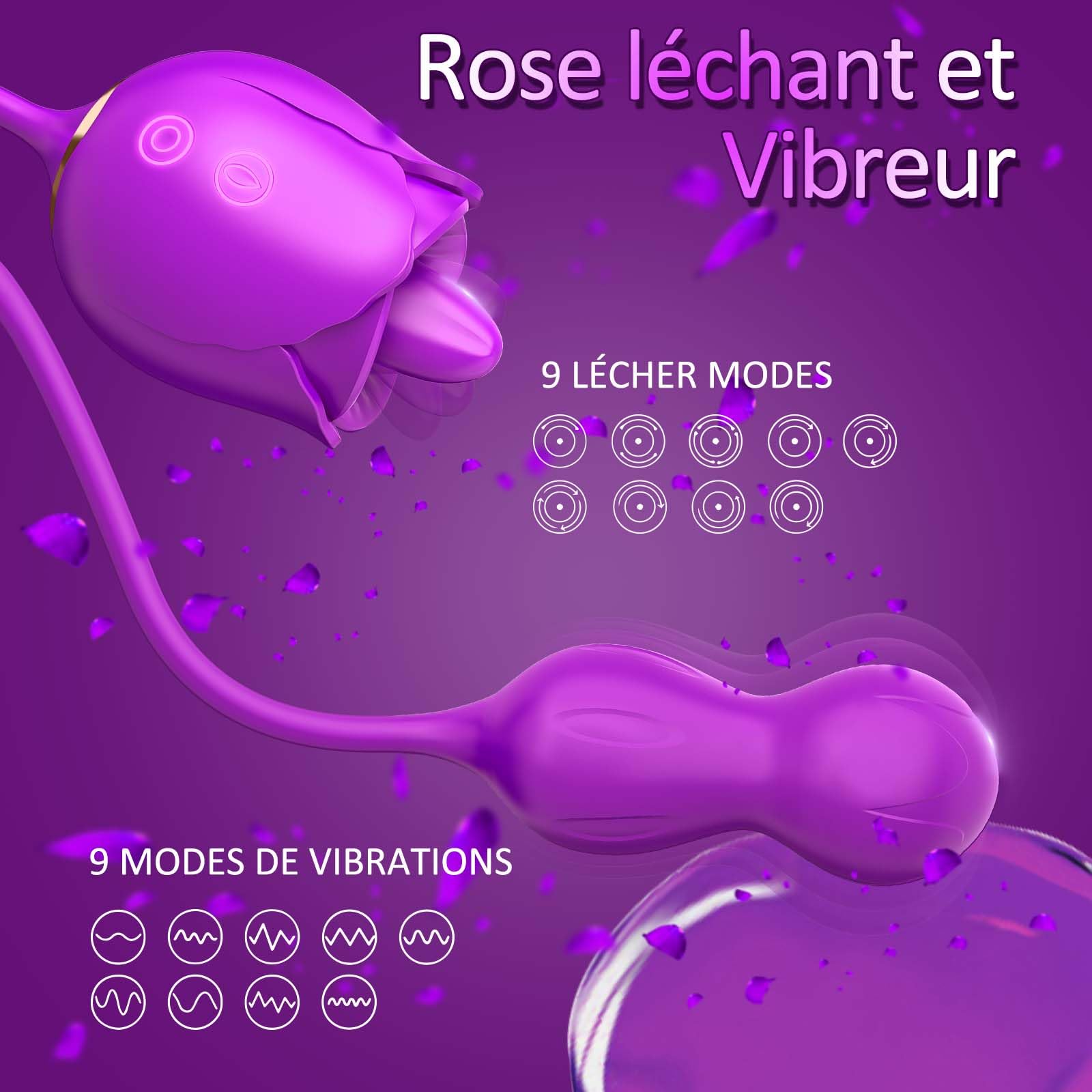 Clitoral Vibrator for Women - 9 Licking & Vibration Modes, Rechargeable G Spot Vibrating Sex Toy for Couples - Purple (Perfect for Solo Play & Romantic Nights)