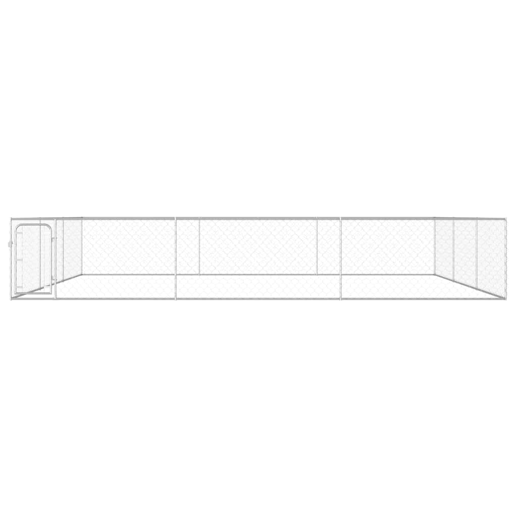 vidaXL Large Outdoor Dog Kennel - Heavy Duty Galvanized Steel Dog Crate with Lockable Door | Training Cage & Puppy Playpen for Backyard, Garden & Exercise | Durable Pet Enclosure for Large Dogs