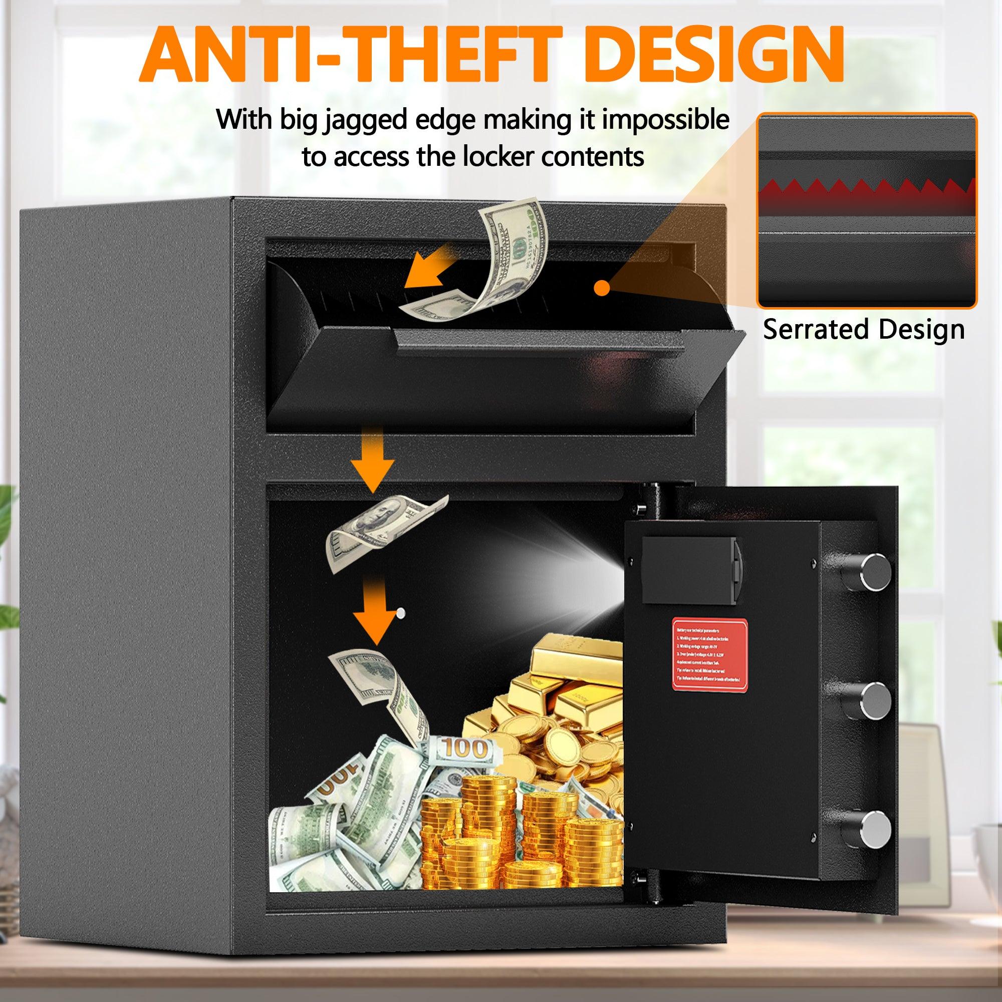 Carbon Steel Digital Depository Safe with Electronic Code Lock & Deposit Slot - Secure Cash Box for Home, Hotel, Restaurant & Office - Ideal for Retail Stores, Small Businesses and Night Drop Security