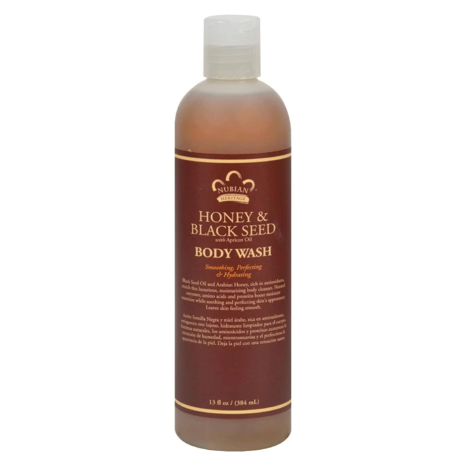 Nubian Heritage Honey & Black Seed Body Wash - 13 fl oz | Moisturizing & Nourishing for Dry Skin | Perfect for Daily Shower & Spa Relaxation