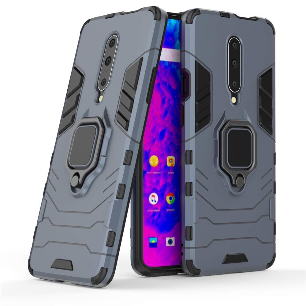 Premium Shockproof Case for OnePlus 7 Pro - 360° Rotating Magnetic Car Mount & Anti-Scratch Protection (Blue) - Perfect for Driving, Work & Everyday Use