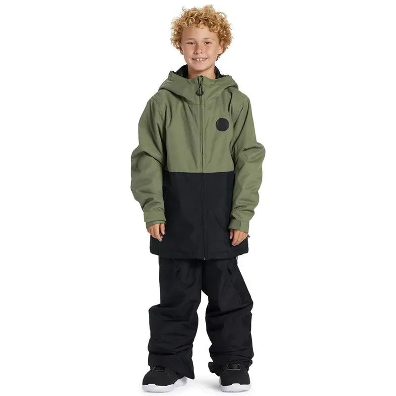 DC Snow Basis Print Kids' Camouflage Snow Jacket - Green & Black - Winter Outdoor Activities, Skiing, Snowboarding