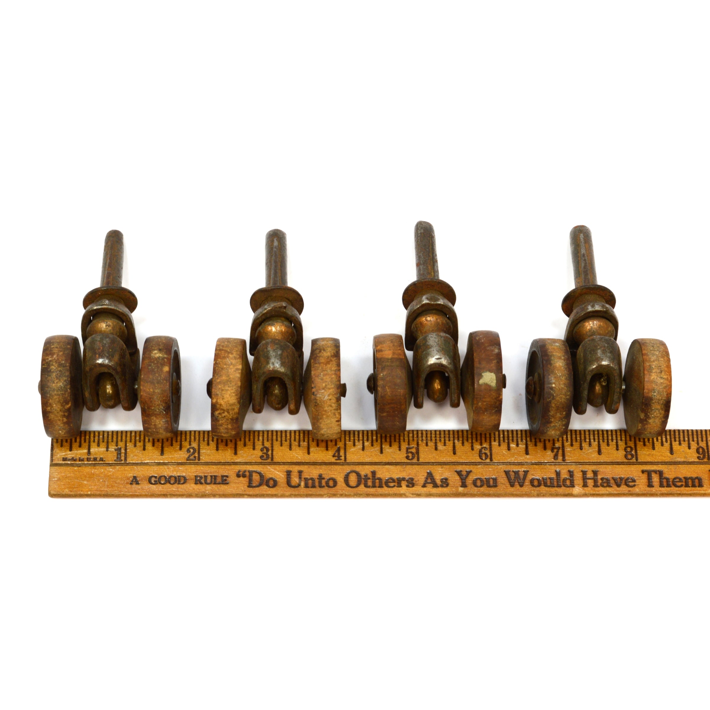 Vintage Antique Caster Wheels Set of 4 - 1 3/8