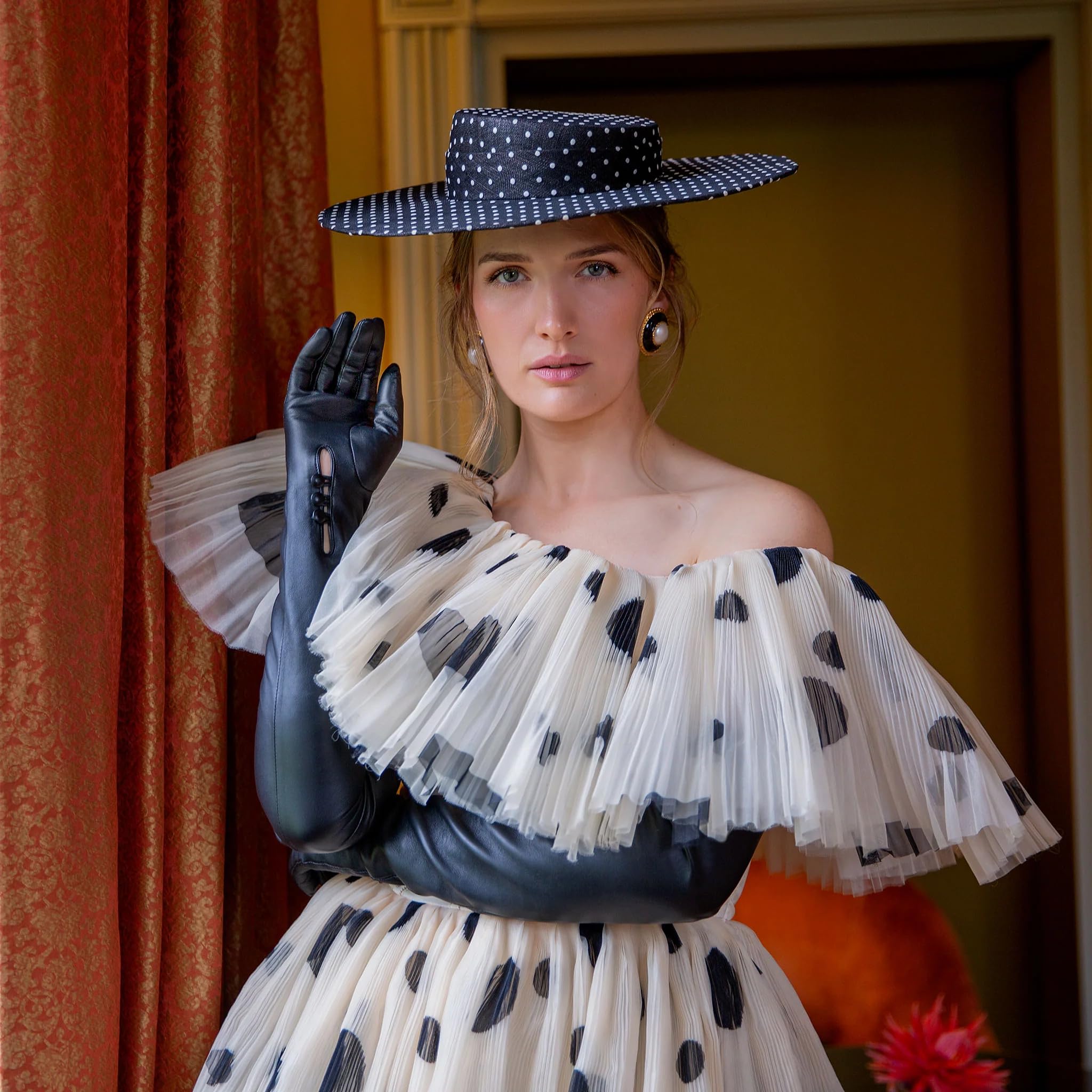 Women's Polly Long Leather Gloves - Black | Winter Fashion, Formal Events & Cold Weather Accessories