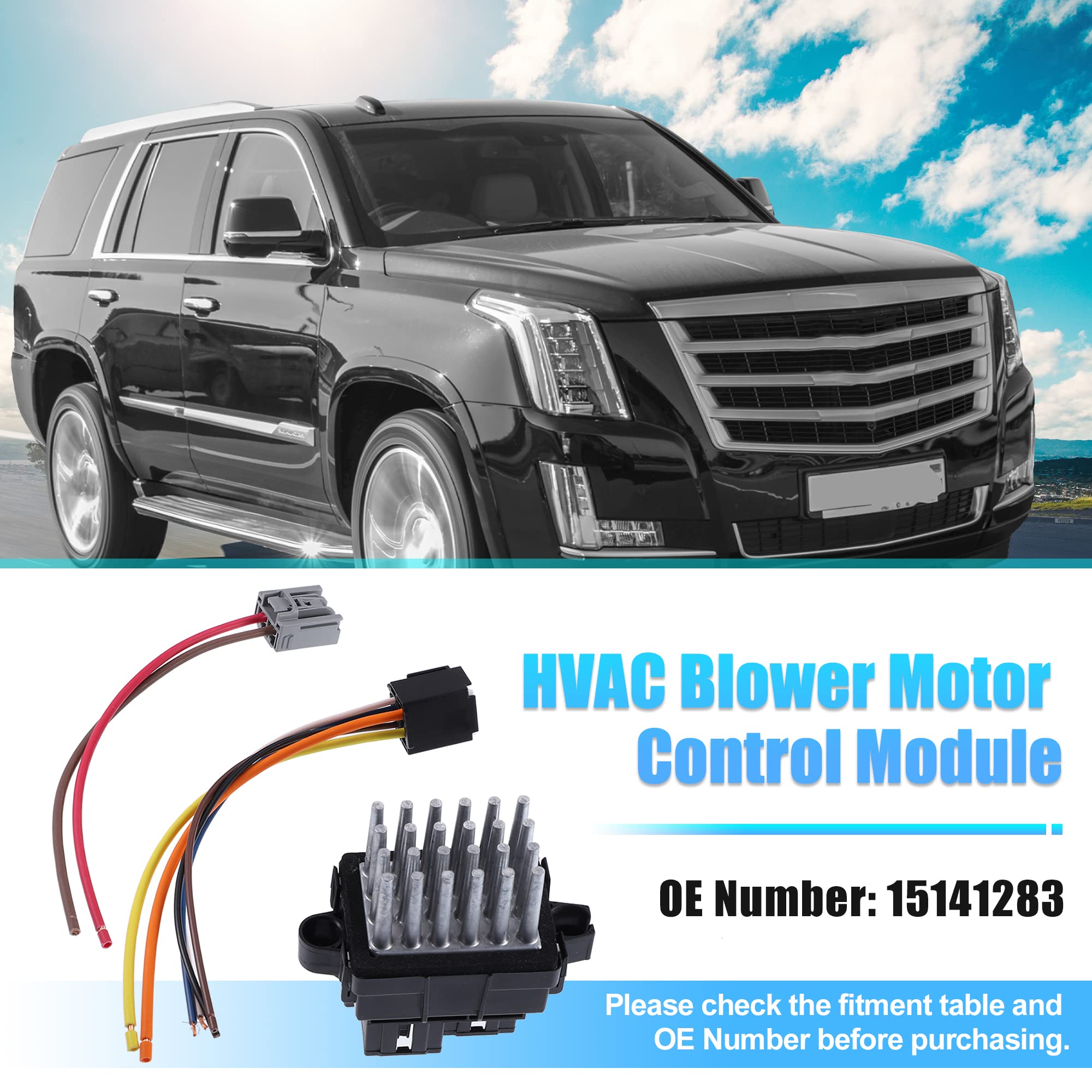 X AUTOHAUX Blower Control Module Compatible with Cadillac Escalade CTS, Chevrolet Silverado Suburban Tahoe, GMC Sierra Yukon - Heater Control Resistor Replacement Part 15141283 13501703 13598090 22811003 84178783 - Perfect for HVAC System Repair & Maintenance