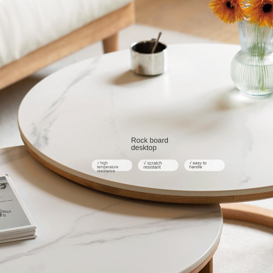 Solid Oak and Ash Wood Rock Plate Coffee Table - Rustic Living Room Furniture for Home Decor & Relaxation