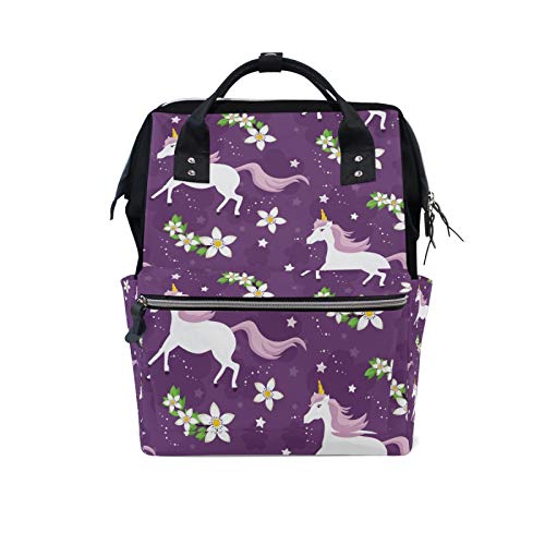 **MERRYSUGAR Unicorn Flower Diaper Backpack - Large Multifunctional Baby Bag for Travel, School & Mom Use | Waterproof & Spacious Design**
