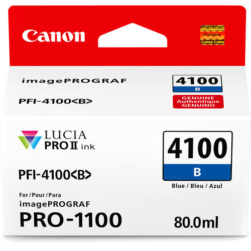 Canon PFI 4100 Blue Pigment Ink Tank (80mL) - High-Quality Printer Ink for Canon Printers | Perfect for Office Documents, Photo Printing & Professional Graphics