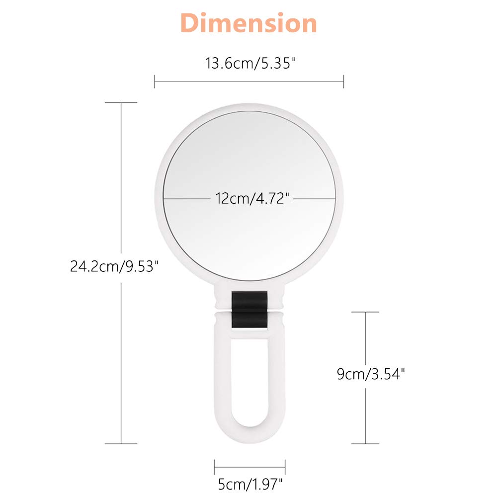 5X/1X Magnifying Makeup Mirror - Portable Handheld Vanity Mirror for Travel & Home Use