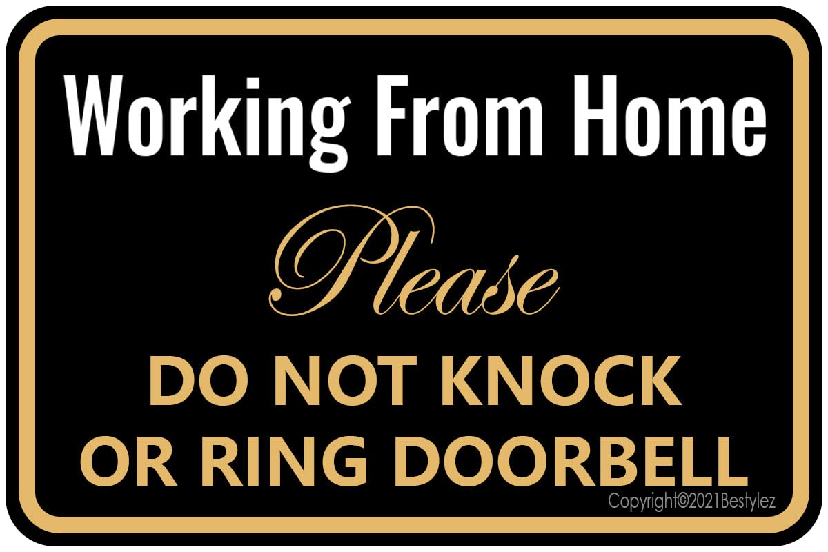 Working from Home Sign - Do Not Knock or Ring Doorbell - Essential Office Door Sign for Remote Workers 12