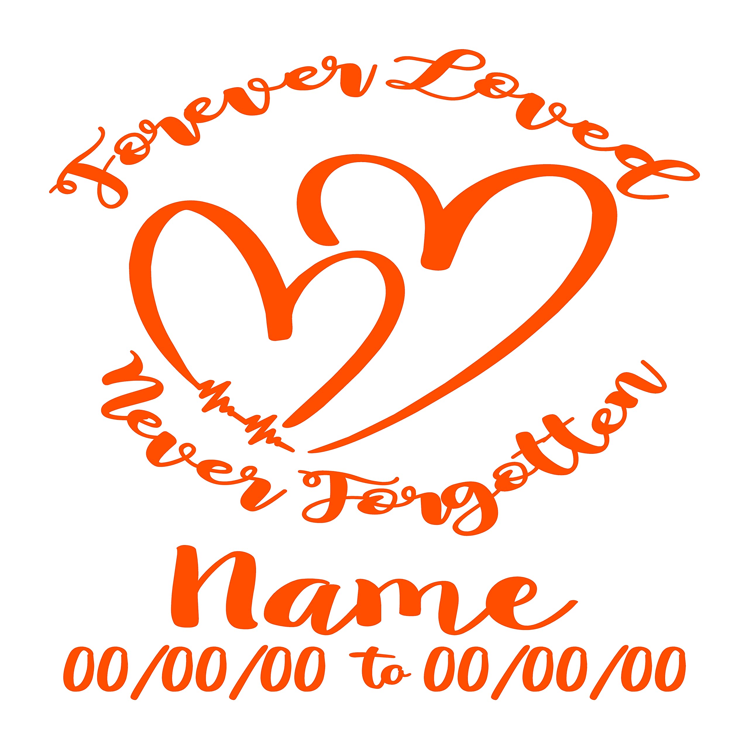 Forever Loved in Memory - Personalized Vinyl Decal Sticker for Car, Window, Laptop | Custom Remembrance Decal for Loved Ones | Waterproof & Durable (Orange) - Perfect for Memorials, Anniversaries & Gifts