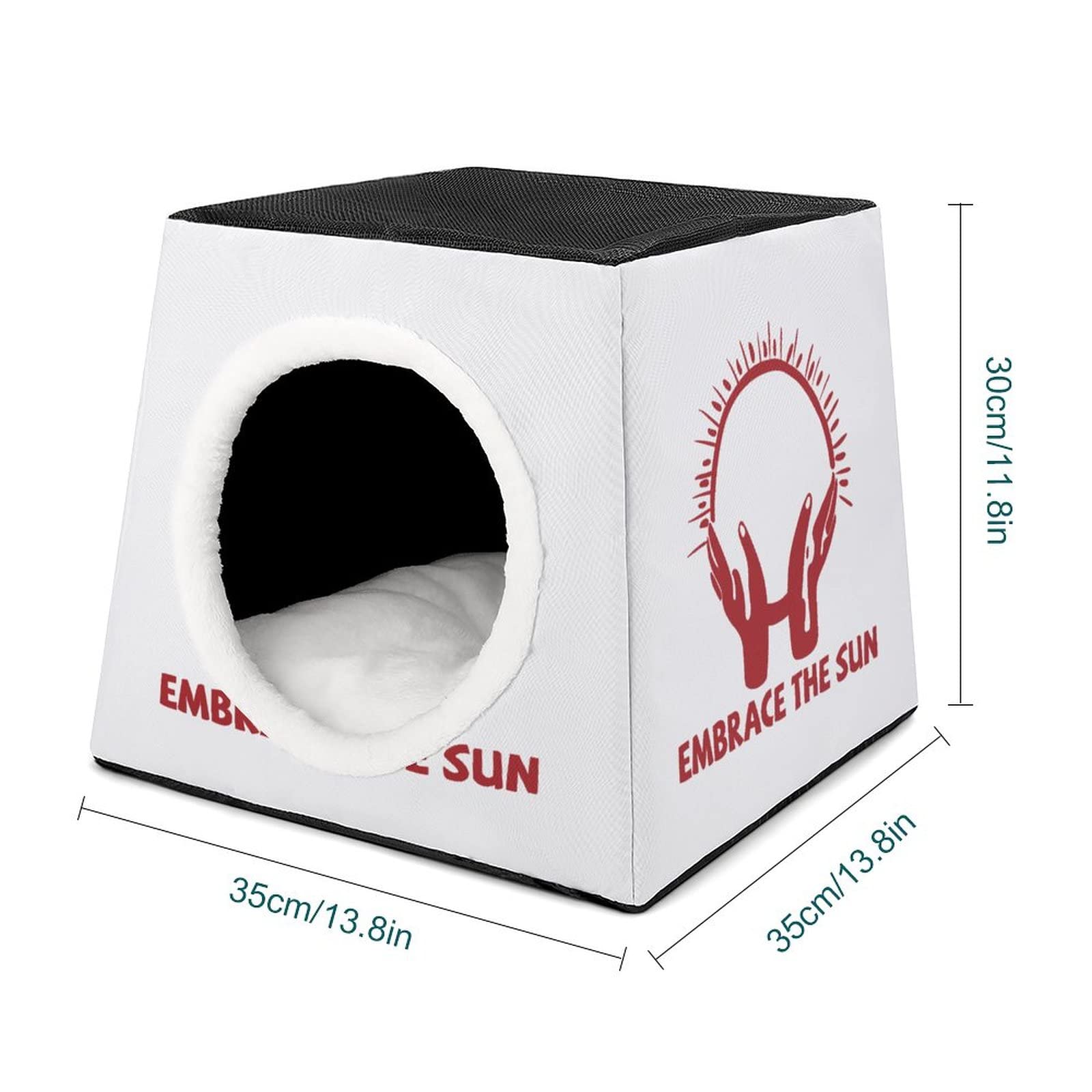Custom Printed Cat House & Indoor Pet Bed - Cozy Cat Cube Condo with Sunbathing Spot for Kittens & Cats - Perfect for Living Room, Bedroom & Home Decor