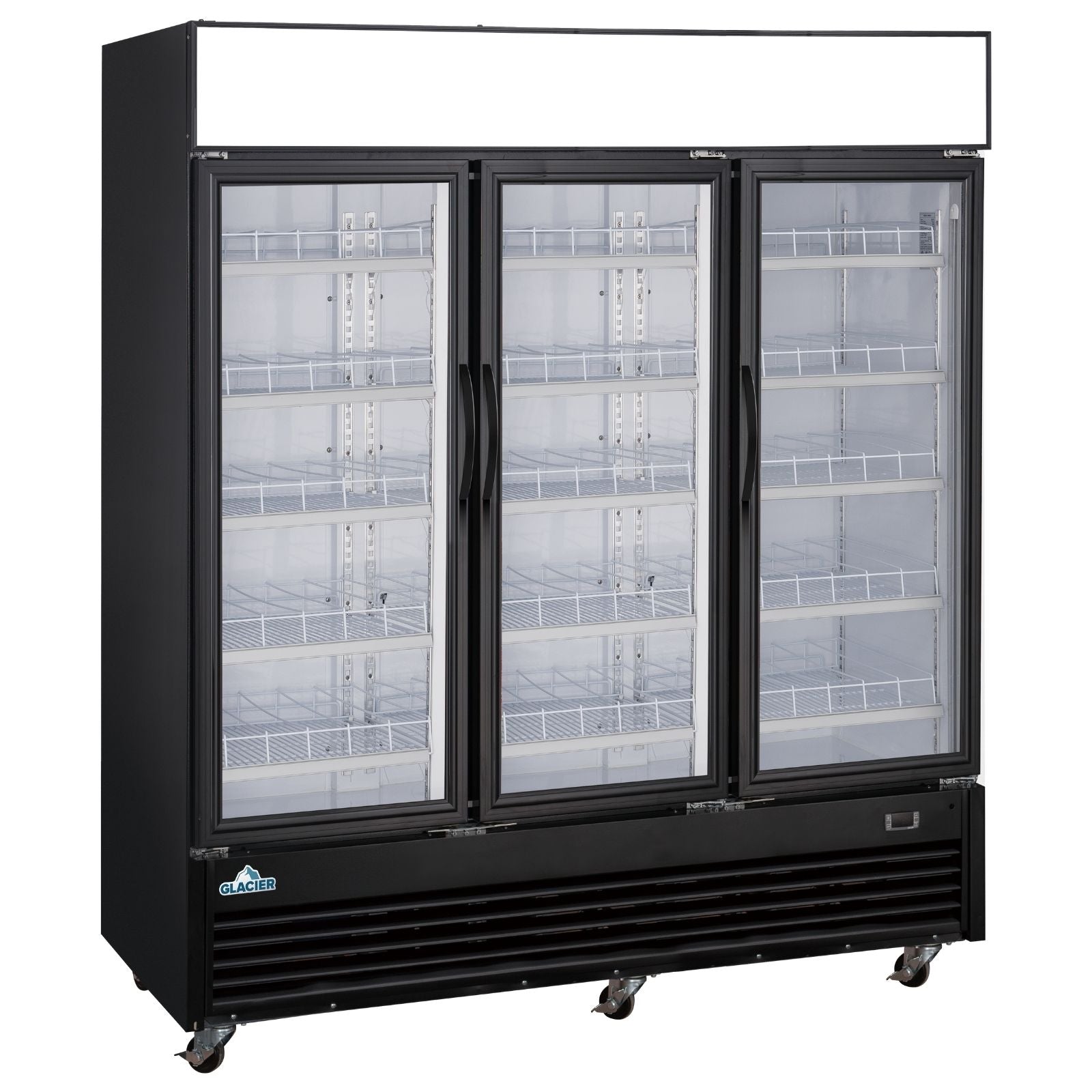 Glacier 78 Merchandiser Refrigerator - 3 Glass Swing Doors, Black Exterior | Commercial Fridge for Restaurants, Cafes & Convenience Stores