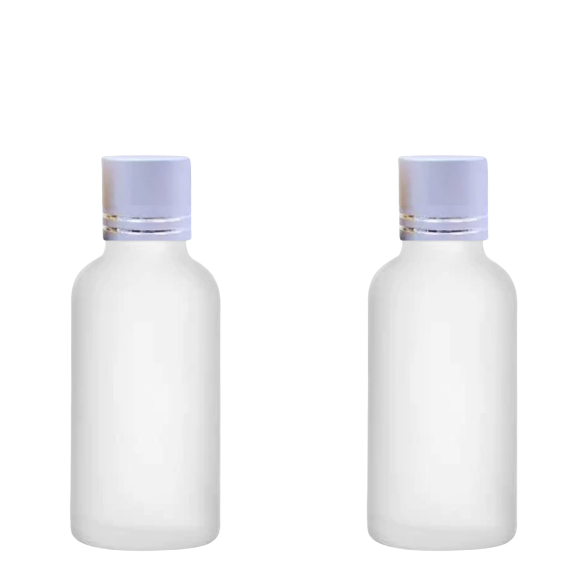 Refillable 30ml Clear Frosted Glass Bottles with Silver Cap & V Drop Nozzle - 2 Pack for Essential Oils, Serums, Cosmetics | Travel-Friendly Skincare & DIY Storage Solution for Toners, Blends & Beauty Products