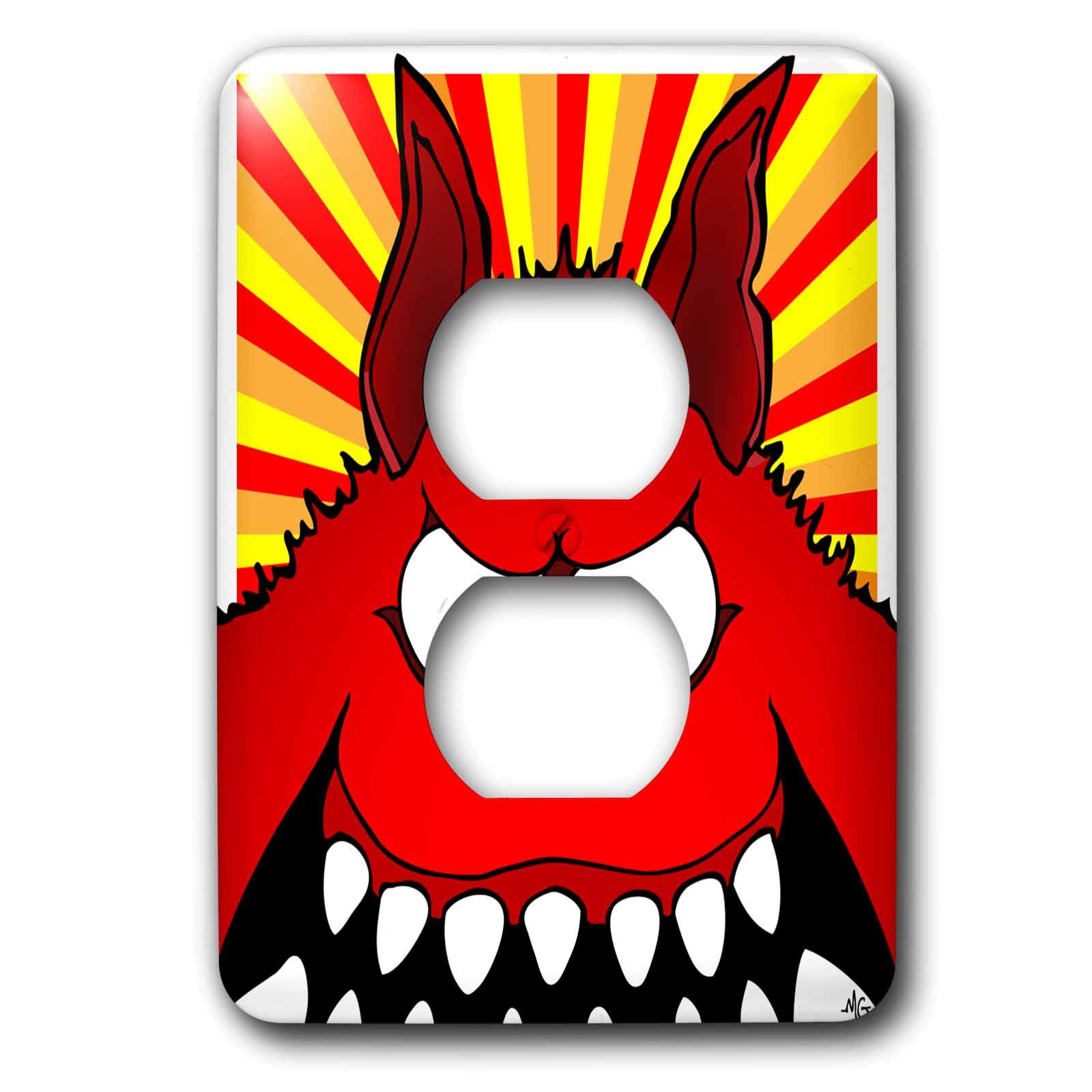 3D Rose Monster Face 23 White Outlet Cover - Multi-Color Wall Plate for Kids Room, Halloween Decor & Unique Home Accessories