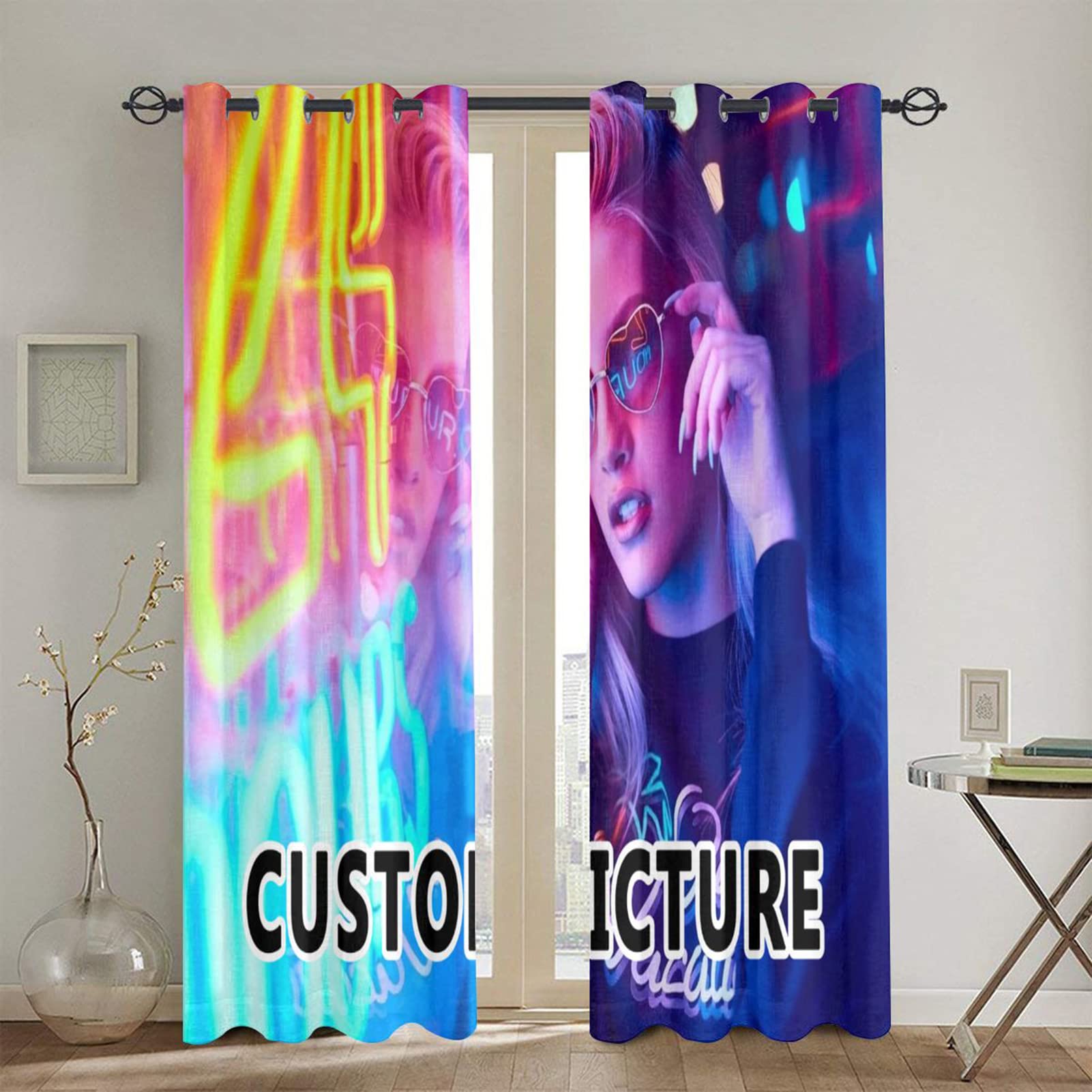 Custom Blackout Curtains for Bedroom - Personalized Photo & Text Thermal Insulated Window Drapes (2 Panels) | Home Decor, Nursery & Living Room Window Treatment for Better Sleep & Energy Efficiency