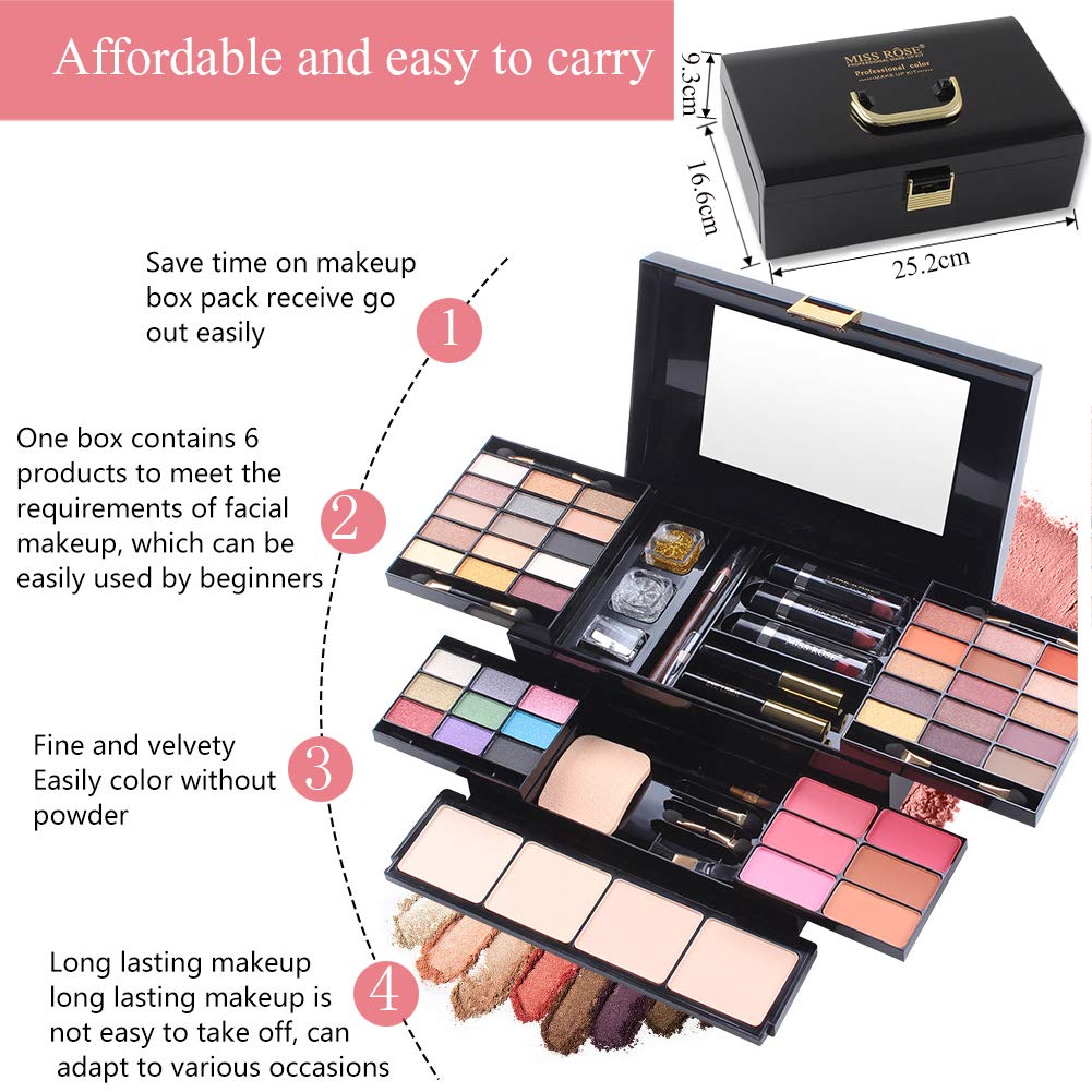 Missicee All-in-One Makeup Kit - Eyeshadow Palette, Lipstick, Brushes, Contour Stick & Mascara | Complete Cosmetic Gift Set for Women | Perfect for Travel, Bridal & Everyday Makeup
