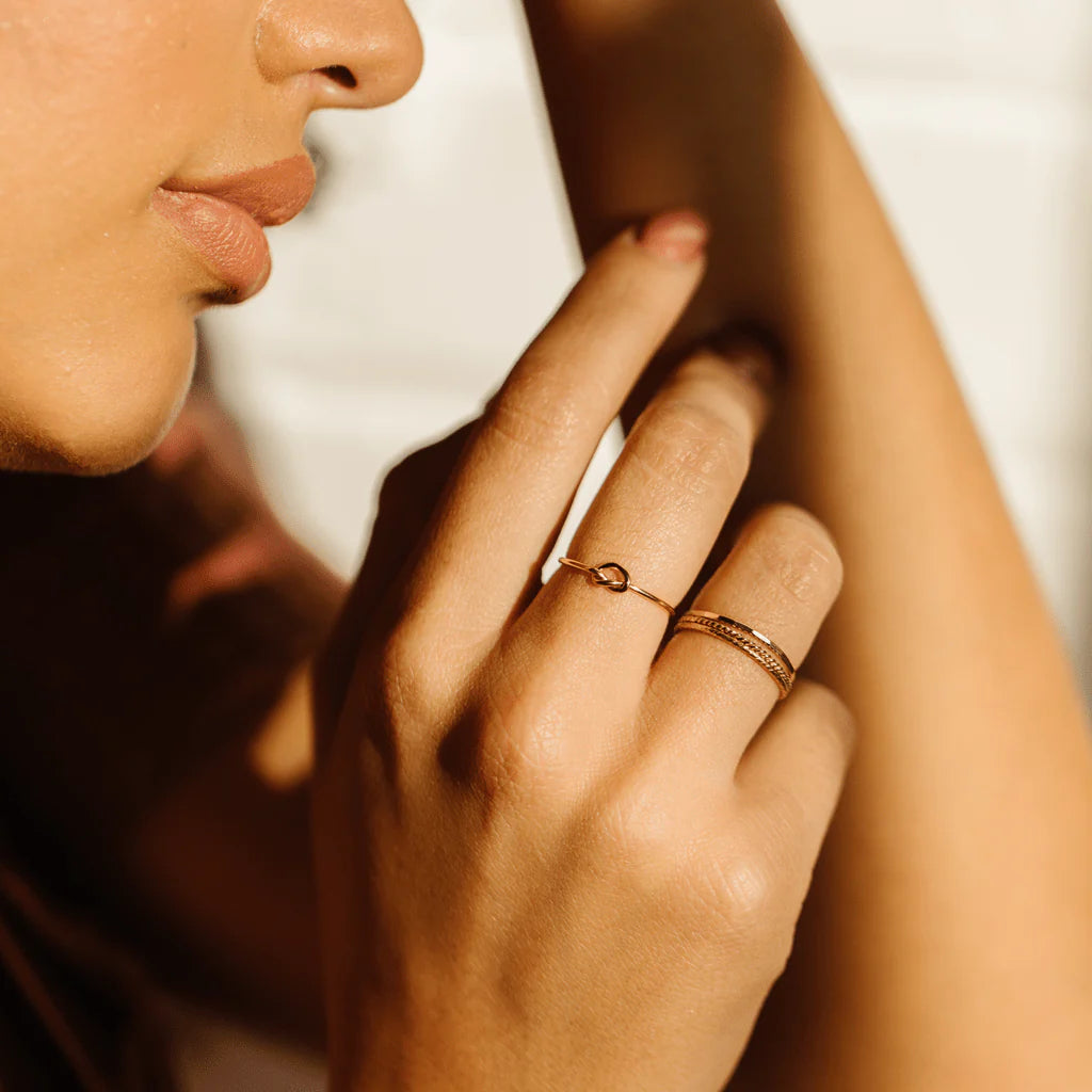 Gold Filled Knot Ring for Women - Dainty Adjustable Minimalist Jewelry Gift for Her - Perfect for Valentine's Day, Anniversary & Everyday Wear
