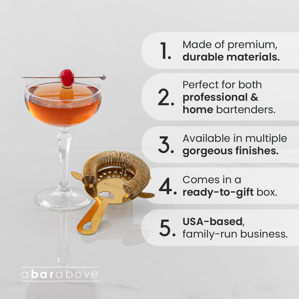 Premium 4-Prong Hawthorne Cocktail Strainer - Stainless Steel Bar Tool for Mixing & Straining Drinks - Perfect for Home Bars & Professional Bartenders