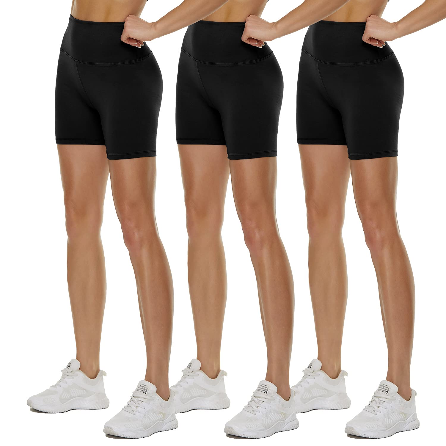 3 Pack High Waisted Biker Shorts for Women - 3