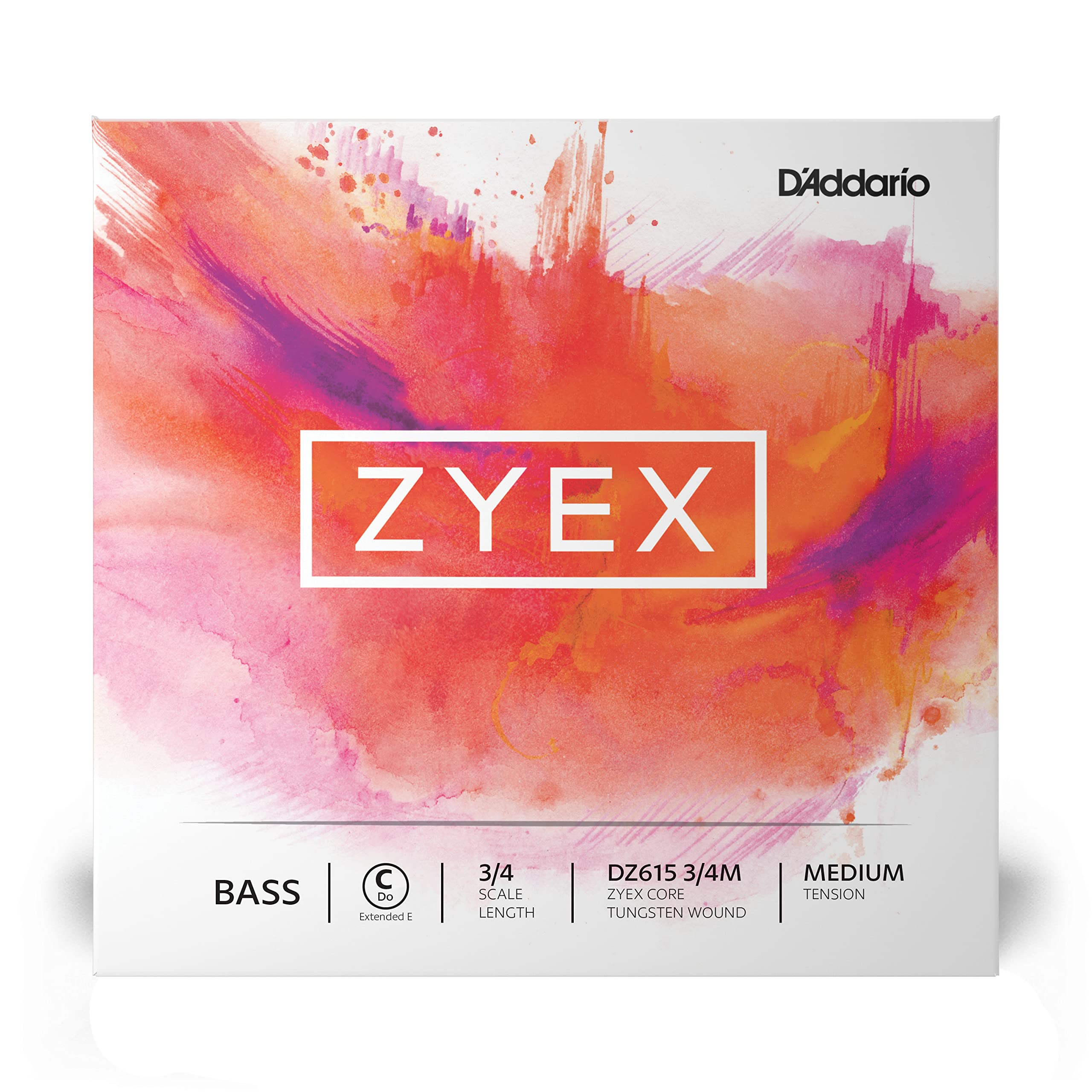 D'Addario Zyex Bass Single C (Extended E) String - 3/4 Scale Medium Tension Violin Strings for Professional Musicians | Perfect for Orchestral Performances & Practice Sessions