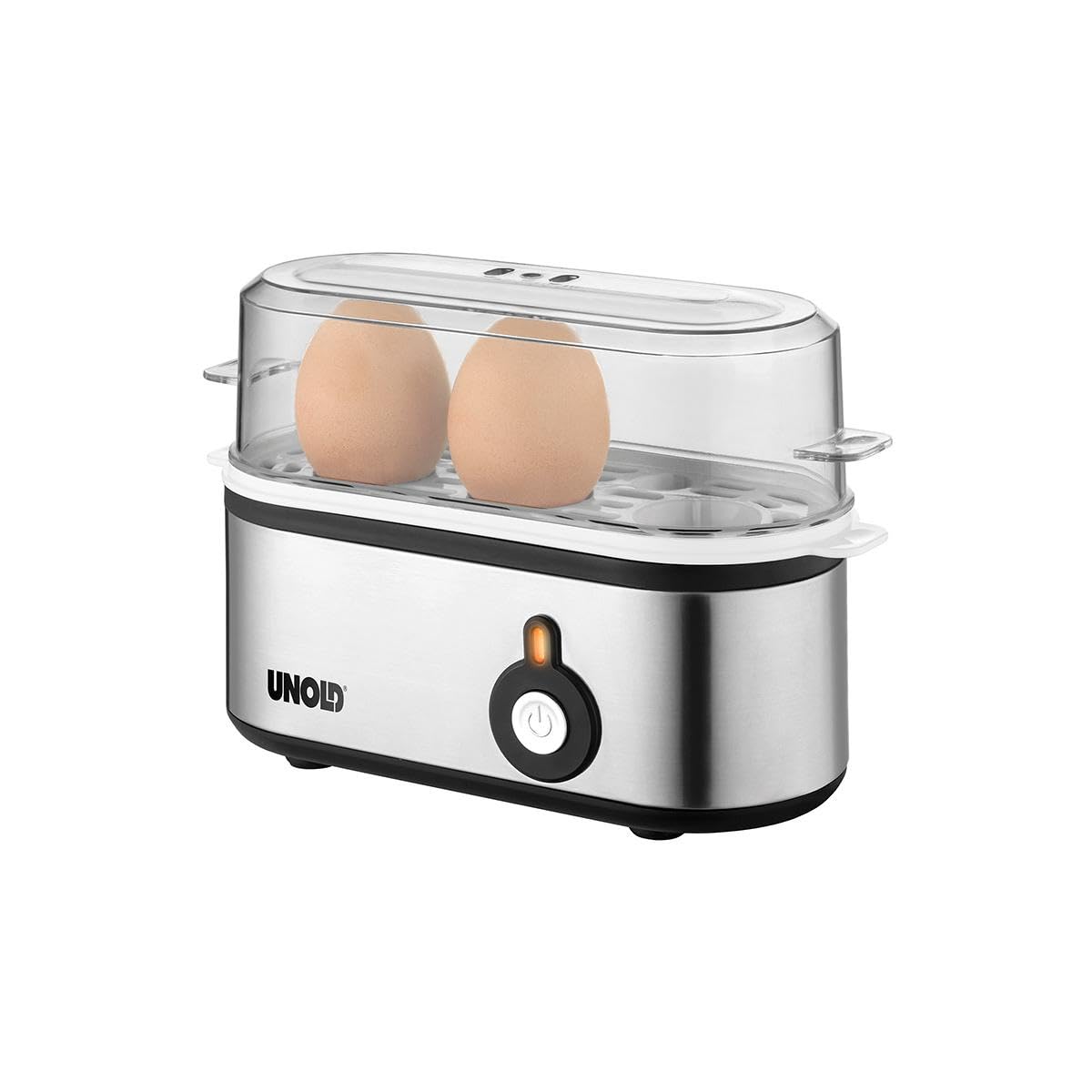 Unold 38610 Mini Electric Egg Cooker - 210W, 3 Egg Capacity, Automatic Boiling for Perfect Hard, Medium & Soft Eggs - Compact & Fast Egg Boiler for Breakfast, Keto Diet & Meal Prep