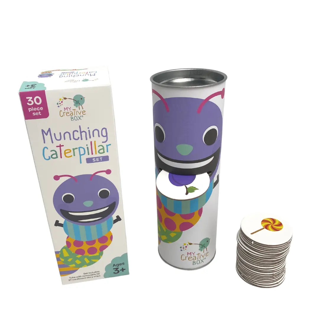 The Munching Caterpillar Story Chips Set - Educational Wooden Toy for Kids Learning & Storytelling - Perfect for Preschool Classroom & Family Game Night
