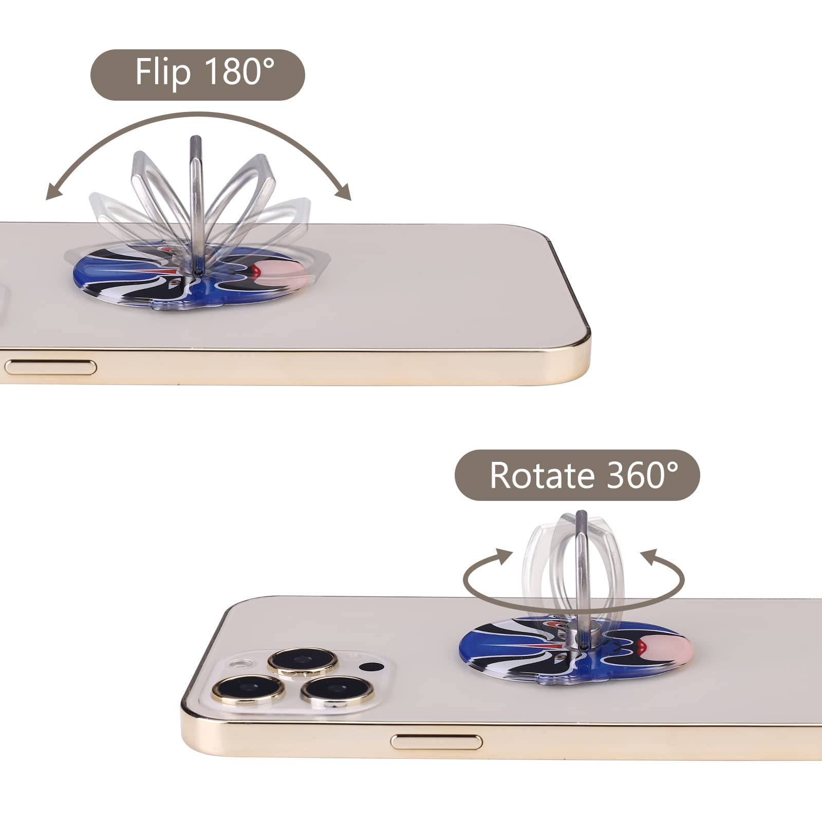 3-in-1 Finger Ring Holder & Phone Stand - 360° Rotatable Kickstand for Smartphones - Perfect for Watching Videos, Taking Photos & Secure Grip (Black/Silver/Rose Gold) - Ideal for Office, Travel & Daily Use