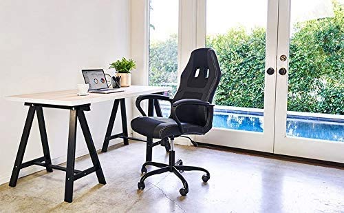 Ergonomic Gaming Chair with PU Leather - Heavy Duty Racing Style Office Chair for PC & Video Gaming, Home & Office Use - Black - Perfect for Long Gaming Sessions & Work Comfort