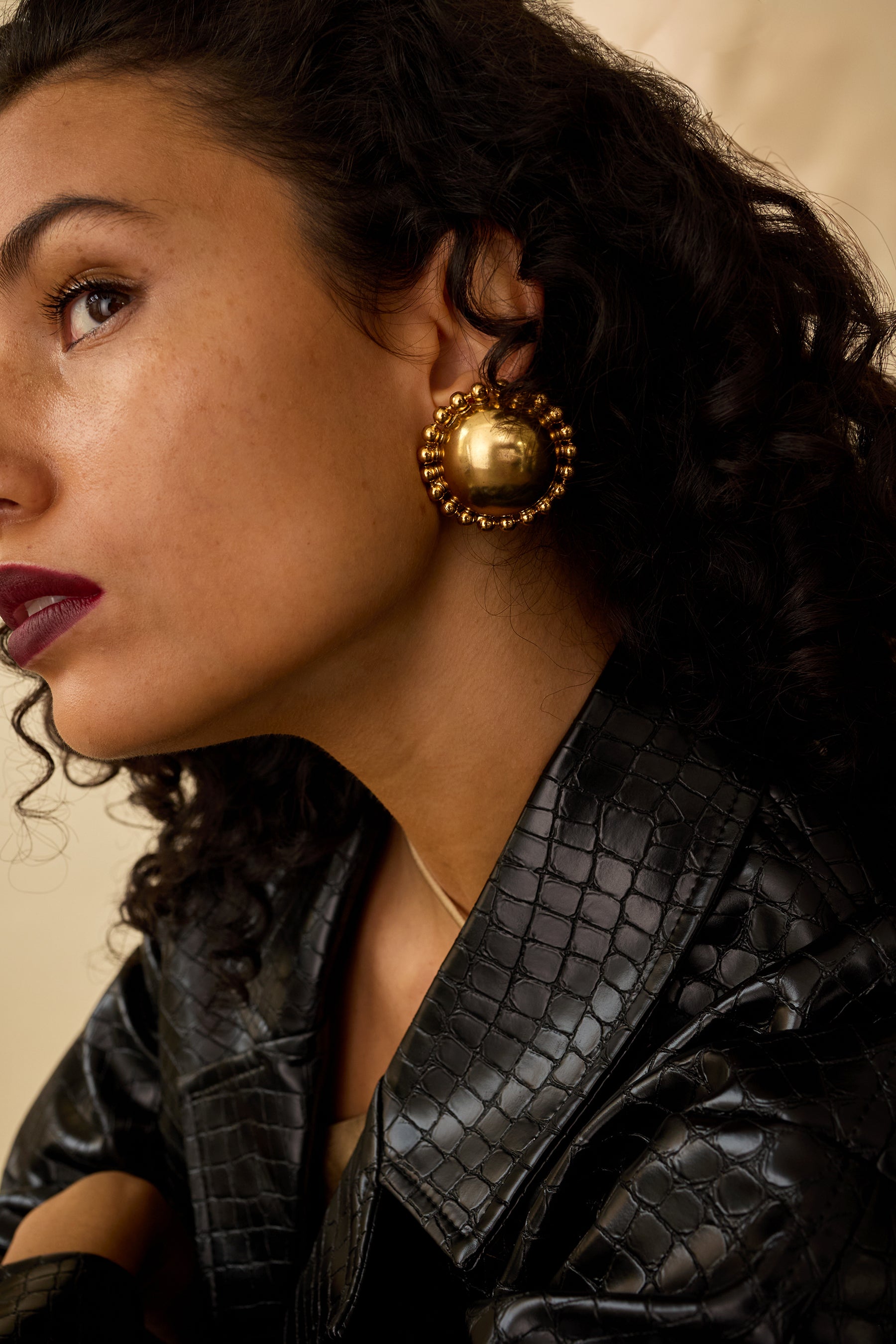 Lucia Dome Stud Earrings for Women - Elegant Gold-Plated Hoop Earrings for Everyday Wear | Perfect for Office, Party & Gift Giving
