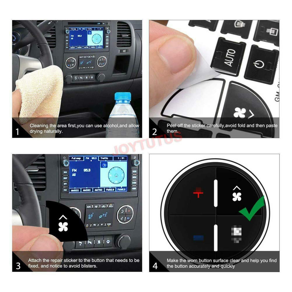 ZCARGEL AC Button Decal Stickers - A/C Dash Button Repair Kit Replacement for Chevy Avalanche, Silverado, Suburban | Easy Peel & Stick Installation | Perfect for Broken or Worn AC Buttons