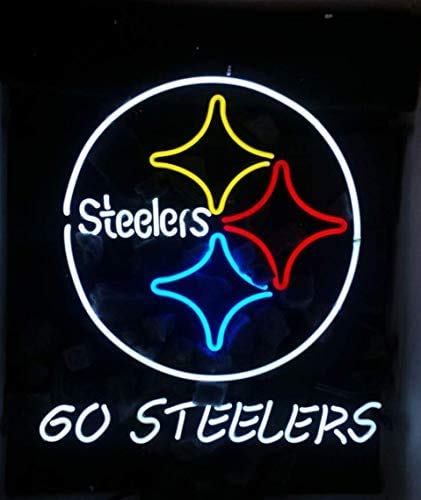 HOLTEEZ 32x24 Inch Steelers Neon Sign Light - Handcrafted Beer Bar Decor for Man Cave, Pub & Home Wall - Perfect for Game Nights & Sports Themed Parties