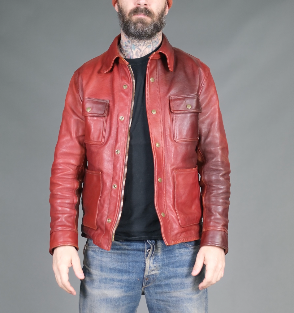Hand-Dyed Chore Jacket in Camel & Red | Premium Cotton Workwear | The Shop Vancouver | Perfect for Outdoor Work, Casual Wear & Street Style Fashion