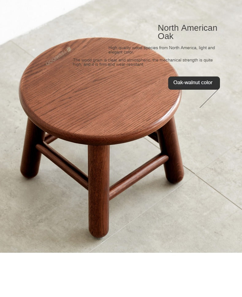 Solid Oak and Beech Wood Small Stool - Handcrafted Wooden Footstool, Side Table or Decorative Accent for Living Room, Bedroom, Nursery