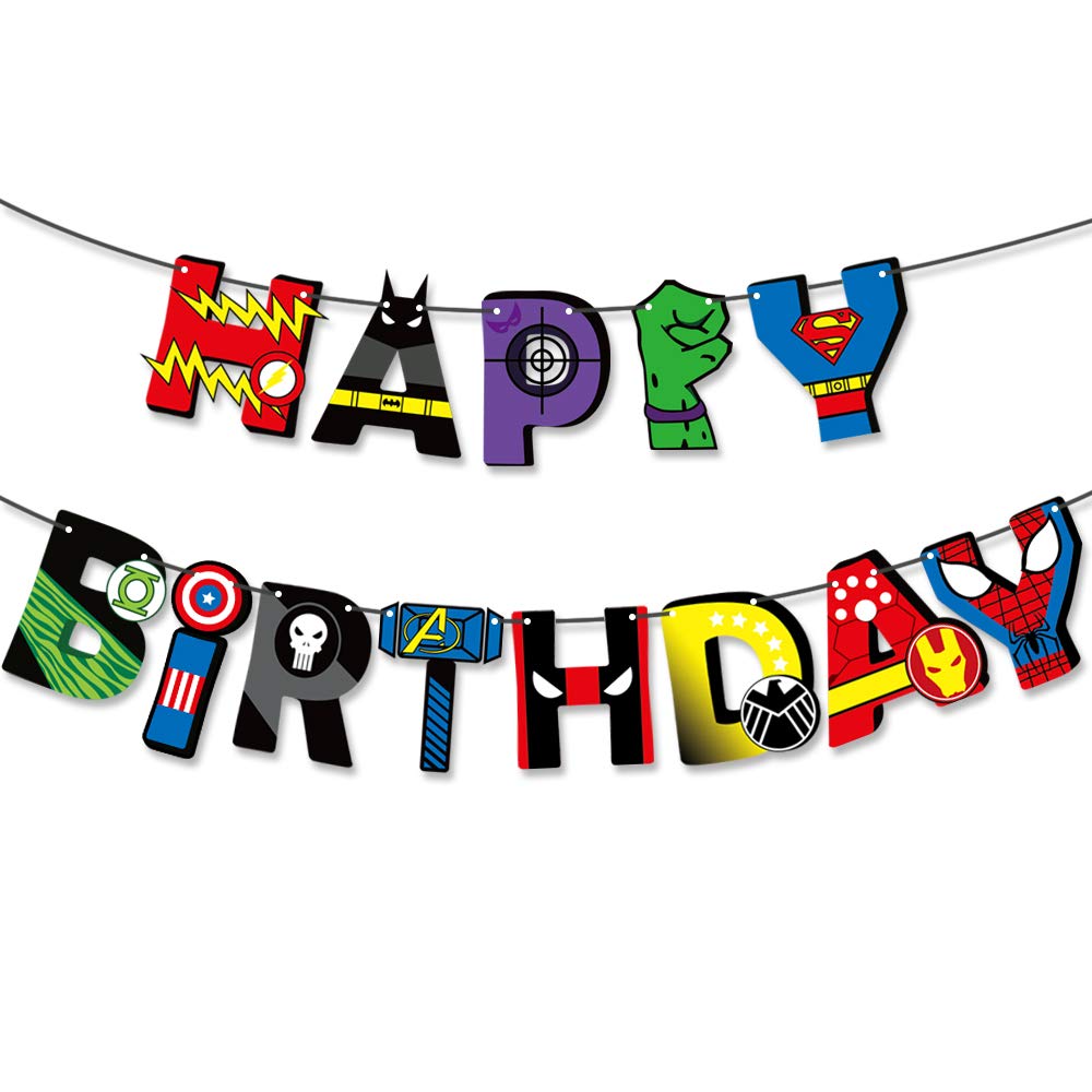 Koobets Superhero Birthday Banner - Colorful Party Decorations for Kids, Superhero Theme Party Supplies - Perfect for Birthday Parties, Baby Showers & Celebrations
